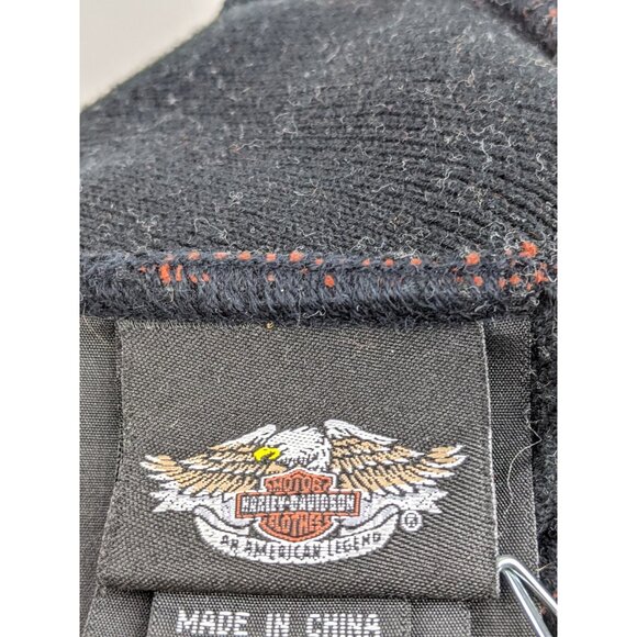 2006 Harley-Davidson Flame Fire Beanie Black Orange Men Vintage Y2k 00s Hat Bike - Picture 7 of 10